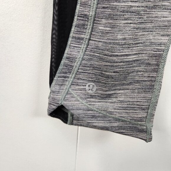 Lululemon Sun Runner Crop Leggings Space Dye Gray Black Cropped Size 8 Workout - Picture 9 of 11